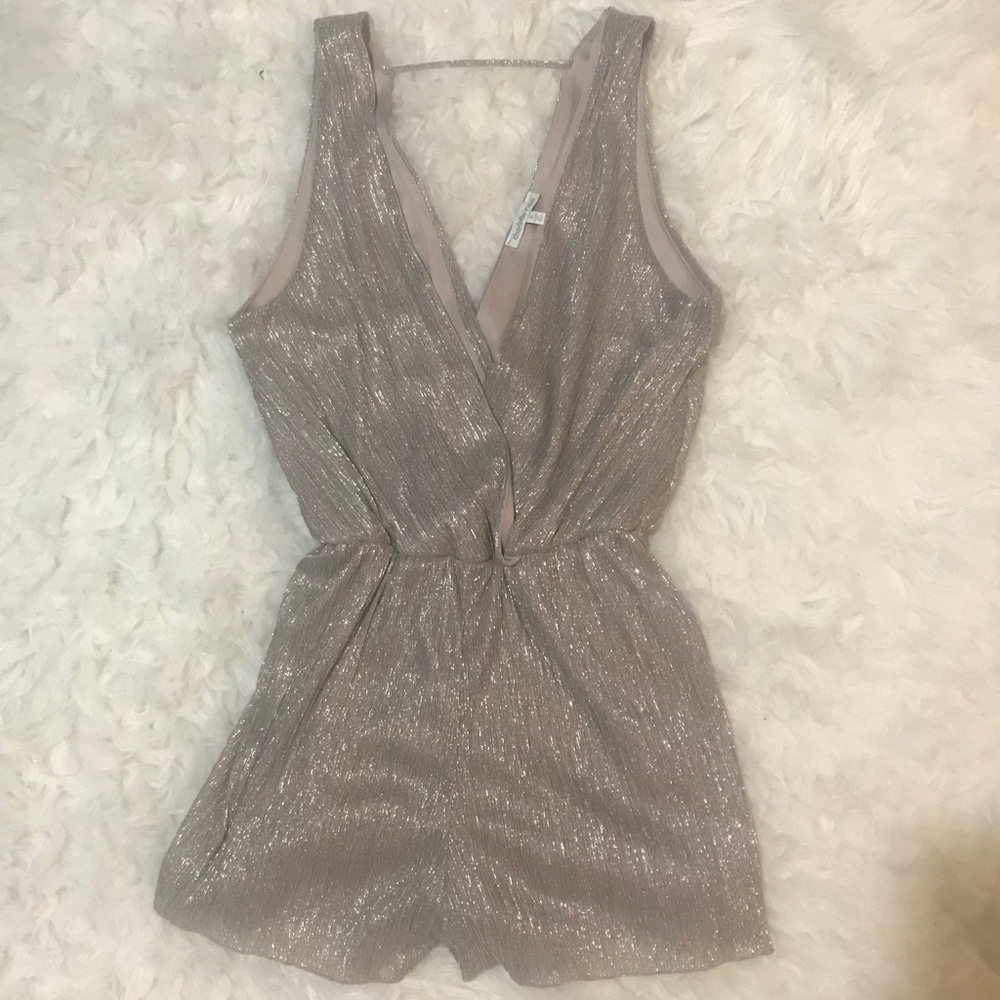 Charlotte Russe Champagne Metallic Romper